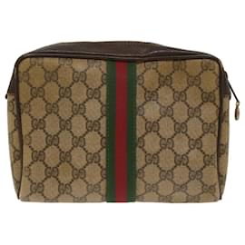 Gucci-Pochette GUCCI Canvas Web Sherry Line Beige Rosso 560143553 Autentico3861-Rosso,Beige