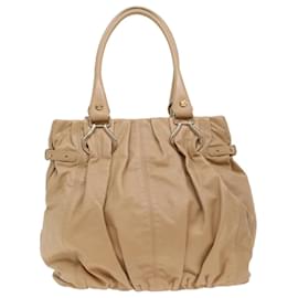 Céline-CELINE Shoulder Bag Leather Beige Auth bs7176-Beige