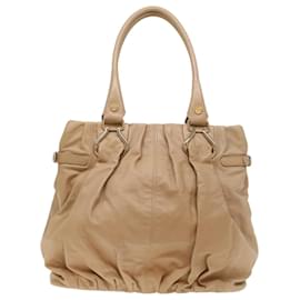 Céline-CELINE Shoulder Bag Leather Beige Auth bs7176-Beige