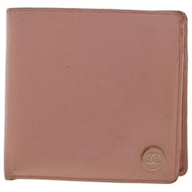 Chanel-CHANEL Carteira Bifold Couro Rosa CC Auth ep1257-Rosa