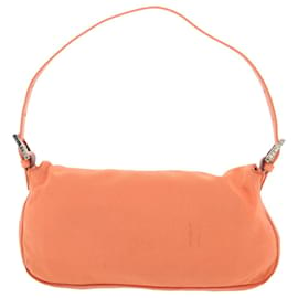Fendi-FENDI Mamma Baguette Shoulder Bag Nylon Orange Auth 50148-Orange