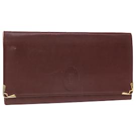 Cartier-CARTIER Clutch Bag Leather Wine Red Auth 50447-Other