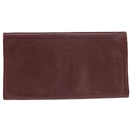 Cartier-CARTIER Clutch Bag Leather Wine Red Auth 50447-Other