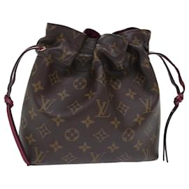 Louis Vuitton-LOUIS VUITTON Monogram Posh Noe Pouch Fuchsia M43445 LV Auth 50385-Fuschia,Monogram