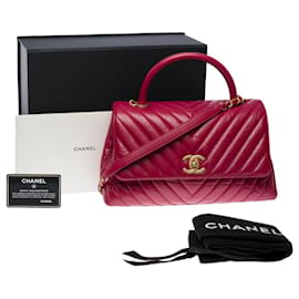 Chanel-Bolso CHANEL Coco Handle en cuero rojo - 101387-Roja