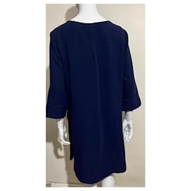 Diane Von Furstenberg-Vestido de crepé estilo militar DvF Agness-Azul marino