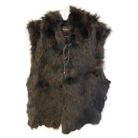 Zadig & Voltaire Colete sem mangas com capuz em pelo de coelho preto Preto
