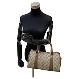 Gucci-Gucci Brown GG Canvas Horsebit Shoulder Bag Beige-Brown