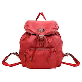 Prada Nylon Backpack Red Red