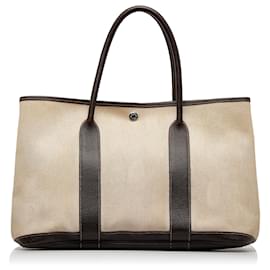 Hermès-Hermes Brown Garden Party PM-Brown,Beige