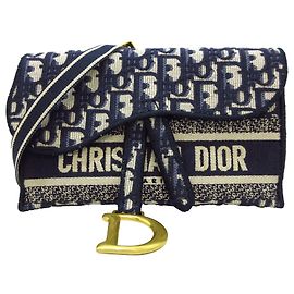 Dior Blue Oblique Saddle Slim Gürteltasche Blau
