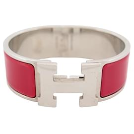 Hermès-HERMES CLIC CLAC H GROSSES ARMBAND 18 CM IN ROTER EMAILLE-ARMREIF-Rot
