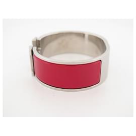 Hermès-HERMES CLIC CLAC H GROSSES ARMBAND 18 CM IN ROTER EMAILLE-ARMREIF-Rot
