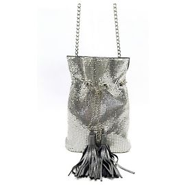 NEW BALMAIN BUCKET HANDBAG IN SILVER MESH CHAIN SHOULDER HAND BAG Silvery