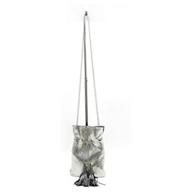 Balmain-NUEVO BOLSO DE MANO BALMAIN BUCKET EN BOLSO DE MANO DE HOMBRO CON CADENA DE MALLA PLATA-Plata