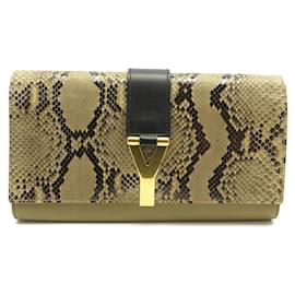 SAC A MAIN YVES SAINT LAURENT POCHETTE CHYC LIGNE Y 255701 PYTHON BAG Camel