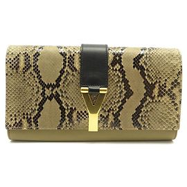SAC A MAIN YVES SAINT LAURENT POCHETTE CHYC LIGNE Y 255701 PYTHON BAG Camel