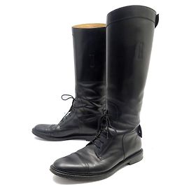 SAPATOS BOTAS GUCCI CAVALIERE 298771 Couro preto 9.5 43.5 BOTAS DE CAVALEIRO Preto