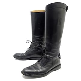 Gucci-SHOES GUCCI CAVALIERE BOOTS 298771 black leather 9.5 43.5 RIDER BOOTS-Black