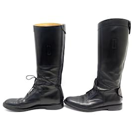 Gucci-SHOES GUCCI CAVALIERE BOOTS 298771 black leather 9.5 43.5 RIDER BOOTS-Black