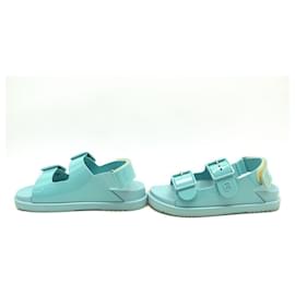 Gucci-NEW GUCCI SHOES ISLA BLUE PLASTIC SANDALS 36 lined G SHOES BOX-Turquoise