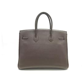 Hermès-SAC A MAIN HERMES BIRKIN 35 EN CUIR TOGO MARRON 2004 ATTRIBUTS PALLADIES HANDBAG-Marron