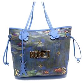 sac cabas neverfull mm by the pool en toile bleu et blanc-101121
