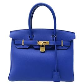 Hermès-NEUF SAC A MAIN HERMES BIRKIN 30 CUIR TOGO BLEU ROYAL NEW LEATHER PURSE HAND BAG-Bleu