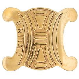 Céline VINTAGE NOVO CELINE BROOCH TRIOMPHE GM LOGOTIPO EM METAL OURO BROOCH DOURADO JÓIA Dourado
