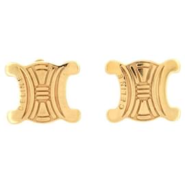Céline-VINTAGE CELINE TRIOMPHE CLIP EARRINGS IN GOLD METAL EARRINGS-Golden