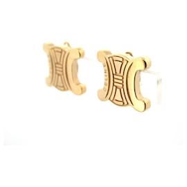 Céline-VINTAGE CELINE TRIOMPHE CLIP EARRINGS IN GOLD METAL EARRINGS-Golden