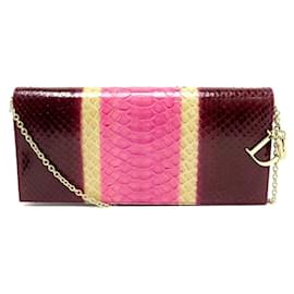 Christian Dior-SAC A MAIN CHRISTIAN DIOR POCHETTE LADY CUIR PYTHON MULTICOLORE POUCH BAG-Multicolore