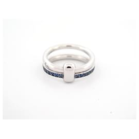 Pomellato-NEW POMELLATO TOGETHER lined RING WHITE GOLD 18k t 55 SAPPHIRE RING-Silvery