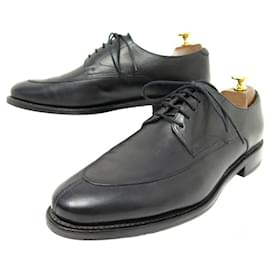 Paraboot-PARABOOT CHELSEA SHOES 1655 Derby 7.5 41.5 BLACK LEATHER STAINLESS STEEL SHOES-Black