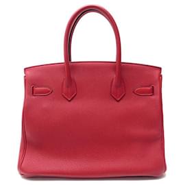 Hermès-NEW HERMES BIRKIN HANDBAG 30 IN RED TOGO LEATHER & STEEL PALADIE RED HAND BAG-Red