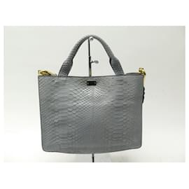 Marni-MARNI handbag 2WAY IN GRAY PYTHON LEATHER GRAY LEATHER HAND BAG PURSE-Grey