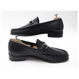 Gucci-GUCCI SHOES MOCCASINS BIT 1953 015938 10D 44 BLACK LEATHER LOAFERS SHOES-Black