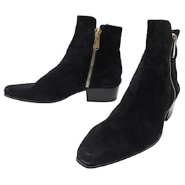 Balmain-BALMAIN MIKE ANKLE SHOES 40 IT 41 FR BLACK SUEDE ANKLE BOOTS SHOES-Black