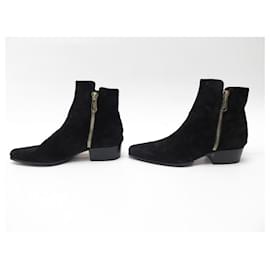 Balmain-BALMAIN MIKE ANKLE SHOES 40 IT 41 FR BLACK SUEDE ANKLE BOOTS SHOES-Black