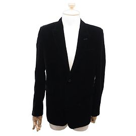 NEUE SAINT LAURENT JACKE 433989 In schwarzem Samt 52 IT 50 M SAMTJACKE Schwarz