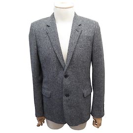 NUEVA CHAQUETA SAINT LAURENT CON CODERAS 326686 l 50 FR WOOL CHAQUETA DE LANA GRIS Gris