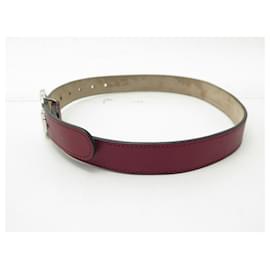 Gucci-GUCCI GG MARMONT BELT 432707 IN BORDEAUX LEATHER SIZE 60 M LEATHER BELT-Dark red