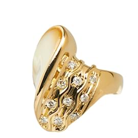 & Other Stories-18k Gold Diamond Shell Ring-Golden