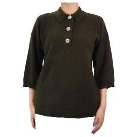 Ganni verde 3/4 suéter de cachemir con mangas - talla S/METRO Verde
