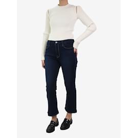 Frame Denim-Blaue Indigo-Stretch-Bootcut-Jeans mit Kontrastnähten – Größe W32-Blau