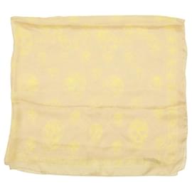 Alexander Mcqueen-Alexander McQueen Bege com. Lenço de seda grande com estampa de caveiras amarelas e logotipo-Bege,Amarelo