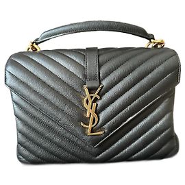 Sac Saint Laurent Collège médium en cuir noir Noir