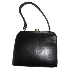 Autre Marque Year Bag 30 Lizard Leather Handbag Black Black