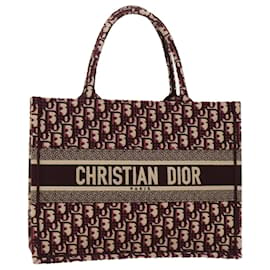 Christian Dior-Christian Dior Trotter Canvas Oblique Tote Bag Bordeaux M1296 ZRIW Auth 49935a-Other