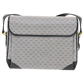 Gucci-GUCCI Micro GG Canvas Shoulder Bag PVC Leather Navy Gray 001.116.0924 auth 49881-Grey,Navy blue